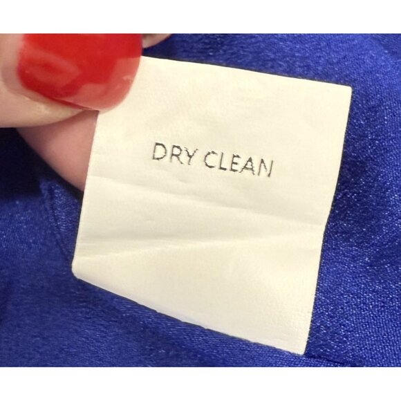 WD.NY Womens L Blue Floral Ruffle Asymmetrical Hem Sleeveless Dress Tropical - Picture 7 of 7